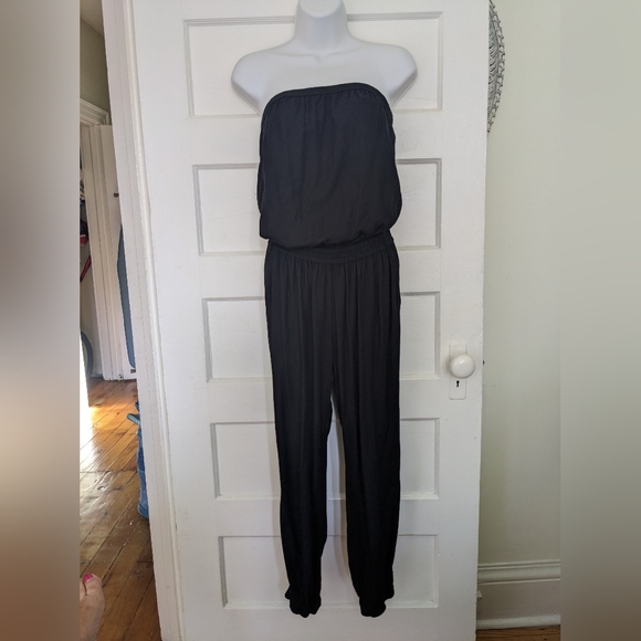 Aritzia Sunday Best Black Strapless Tabata Ankle Boho Jumpsuit Romper Size XS - Picture 3 of 10